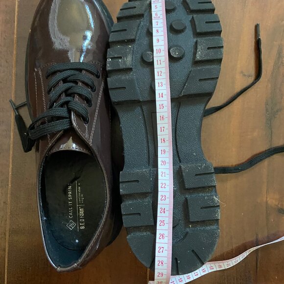 Chunky Lace-Up Platform Patent Shoes - Brown - Picture 6 of 9